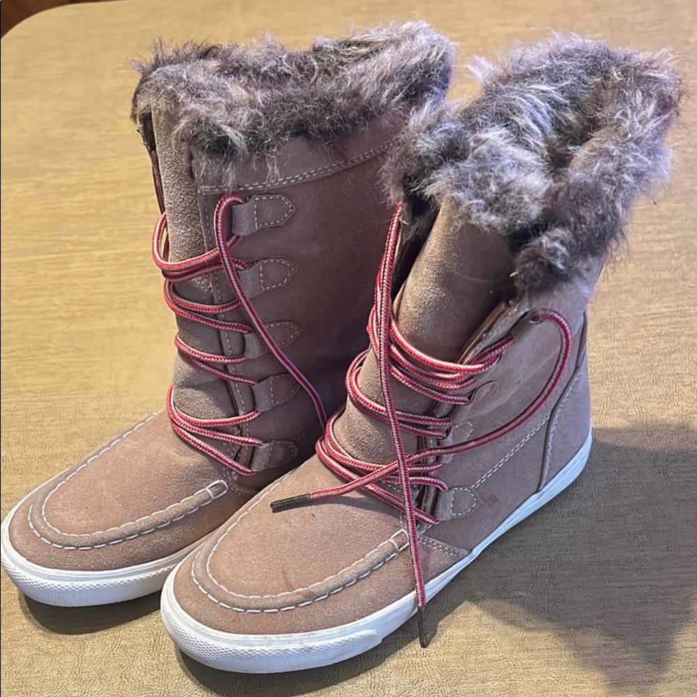 Roxy Tan Combat Boots with Faux Fur